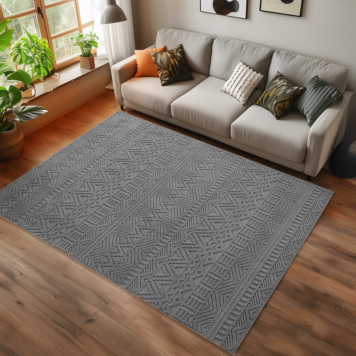 Ayyildiz Helix Boho Vloerkleed Grijs 80x250 cm – Effen Laagpolig Tapijt – Modern Bohemian Design voor Woonkamer en Slaapkamer