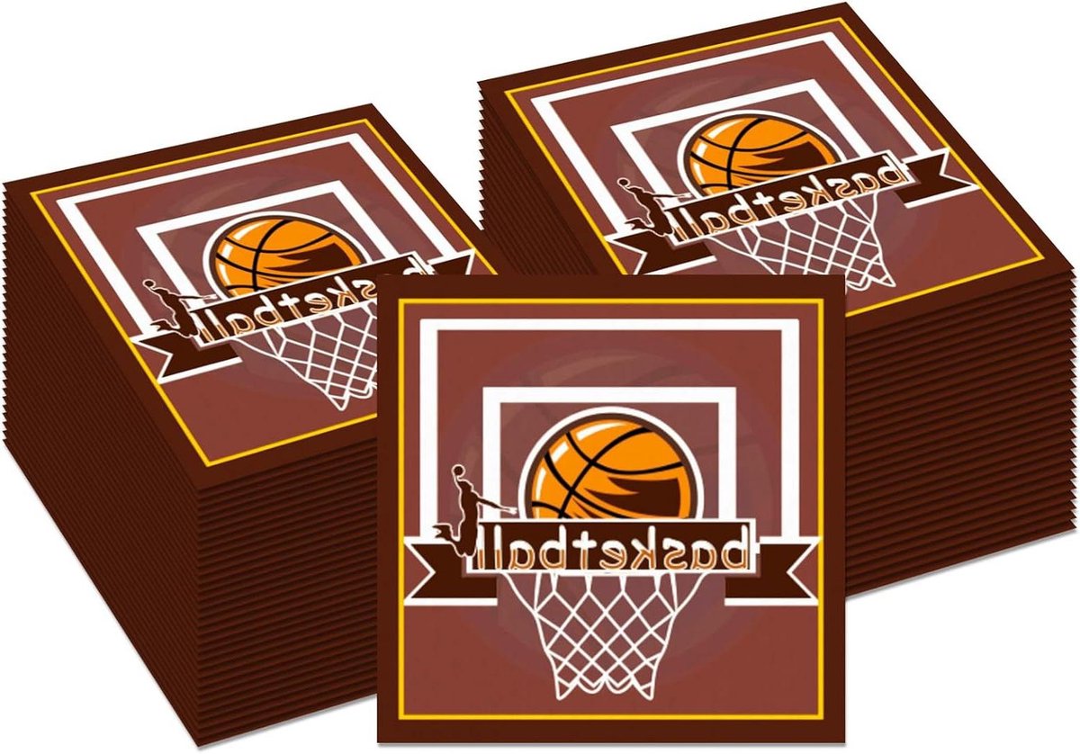 Feestelijke servetten voor basketbal themafeest met 20 stuks, Happy Birthday ontwerp