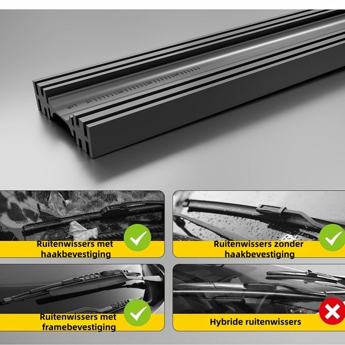 6 stuks - Ruitenwisser - Universele Ruitenwisser Rubbers - 14-28 inch / 350 mm-700 mm - Auto-onderdelen - Universele ruitenwisserblad - Vervangingsset voor Flatblade en Traditionele Wissers - Zwart – foto 4