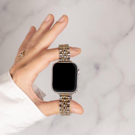 Slim Steel schakel bandje - Geschikt voor Apple Watch 1, 2, 3, 4, 5, 6, 7, 8, 9, 10, 11 (42 mm), SE - 38/40/41 mm - Zilver