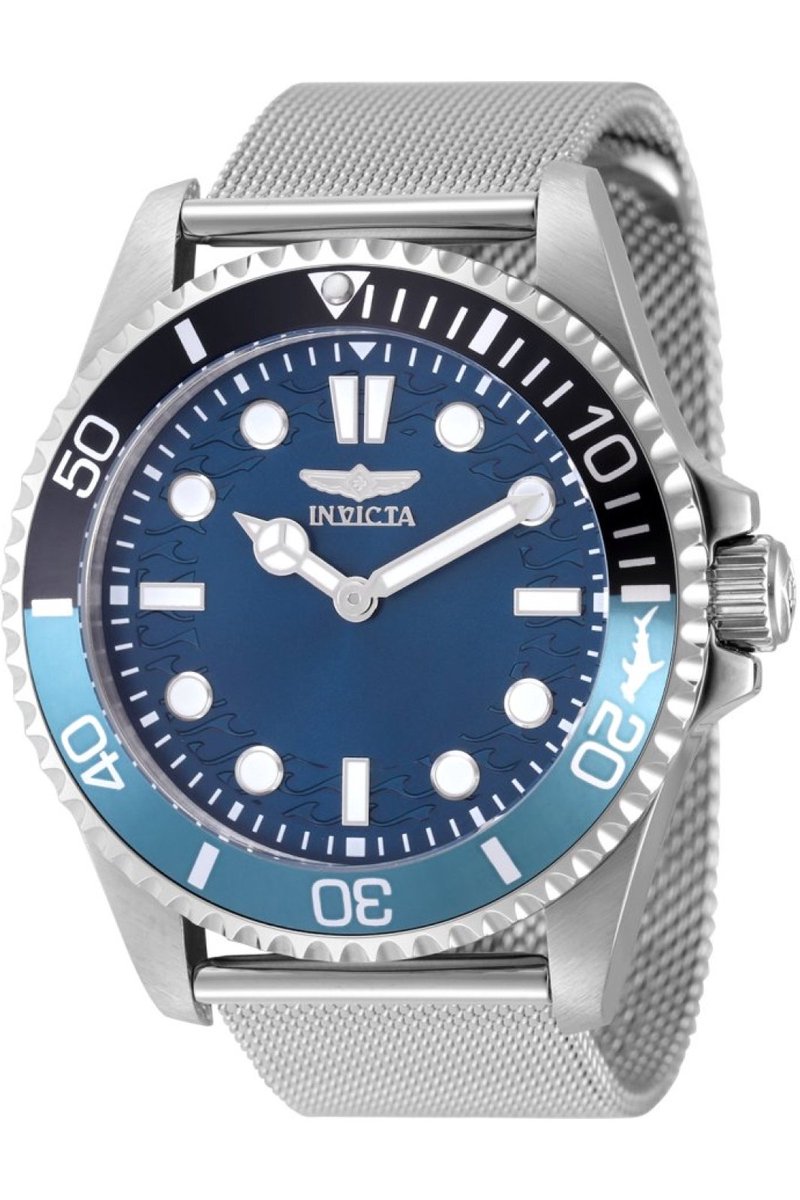 Invicta Pro Diver 49686 Heren Horloge - Waterdicht - Analoog - Quartz Uurwerk - Roestvrij Staal met Blauwe Wijzerplaat - 43mm