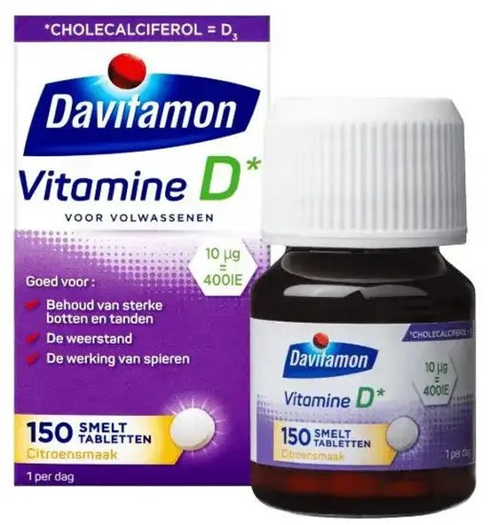 Davitamon Vitamine D Volwassen - vitamine D3 volwassenen - Smelttablet 150 stuks