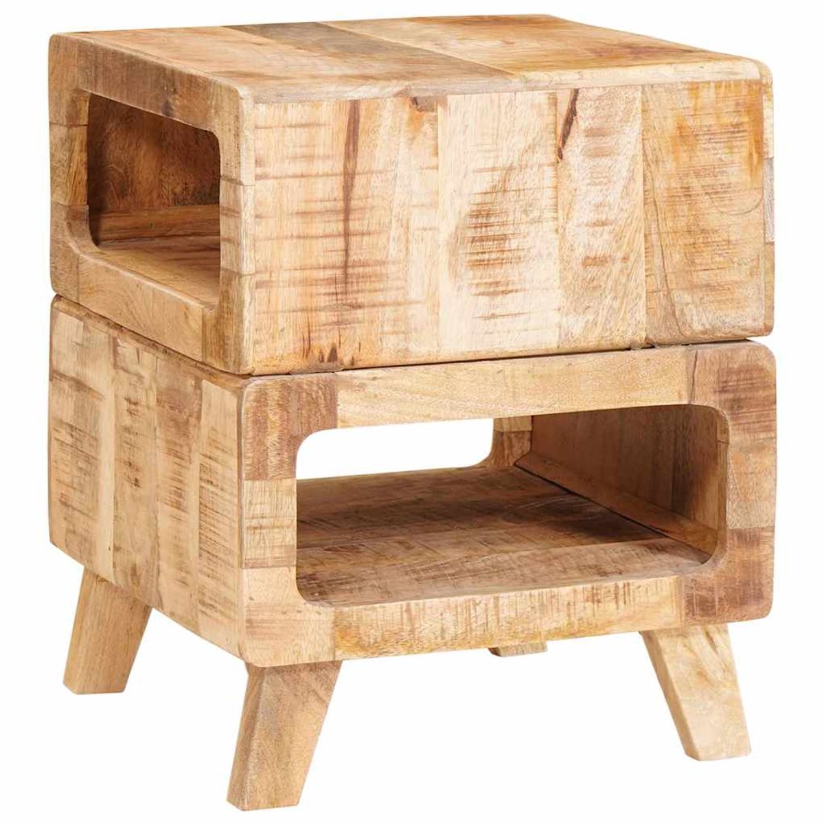 vidaXL Bijzettafel - met - plank - Bruin - 40 - x - 40 - x - 49 - cm - Massief - Mango - Hout