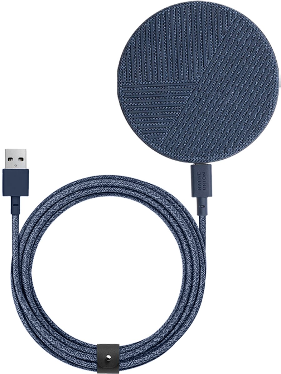 Native Union Drop Hoofdtelefoons, Smartphone, Horloge Indigo USB Draadloos opladen Snel opladen Binnen