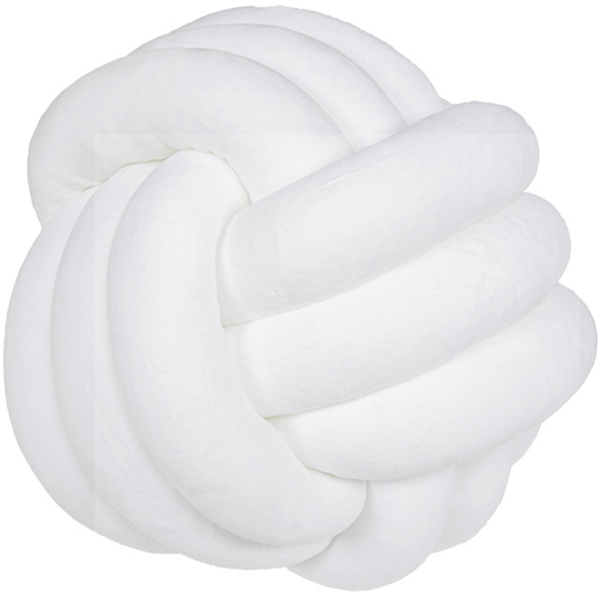 Zacht kussen met knoopmotief, rond pluche kussen voor huisdecoratie, wit pluche sierkussen met knoopmotief (22 cm, ivoor)