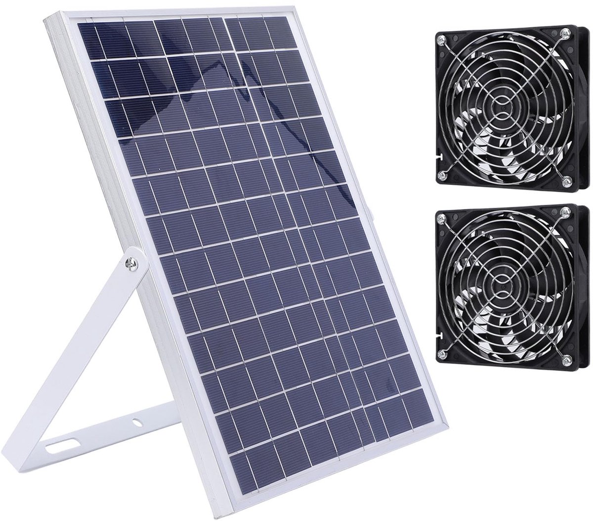 Zonnepaneel Ventilatorkit - 15W Dubbele Ventilator - IP65 Waterbestendig