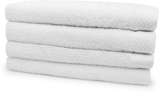Eleganzzz Handdoeken Set - Set van 4 - Handdoek 60x110cm - 420 gr/m2 - 100% Katoen - white