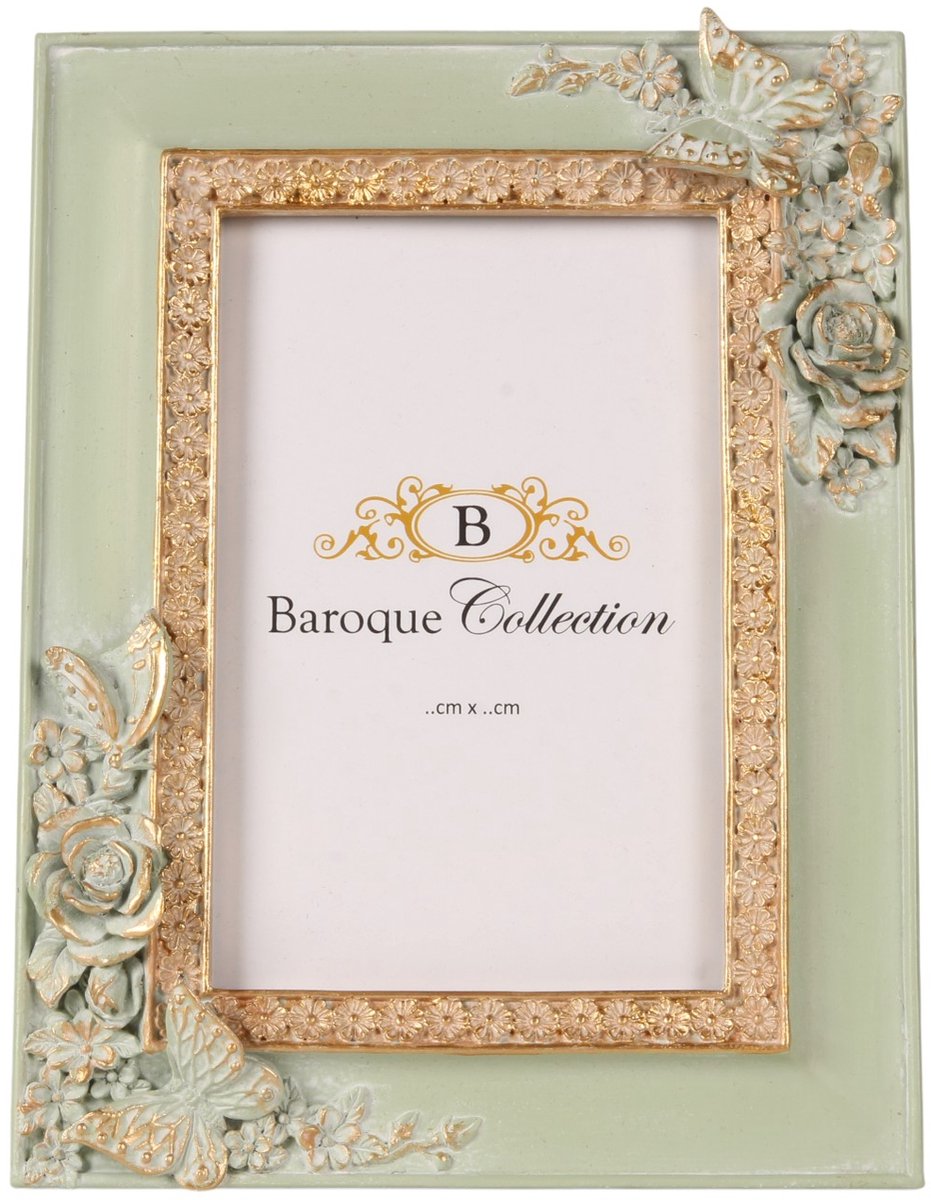 Baroque Fotolijst - Fotolijst 10 x 15 cm - Mint Groen - Resin - 21x16x2.5 - Polyresin IJsblauw