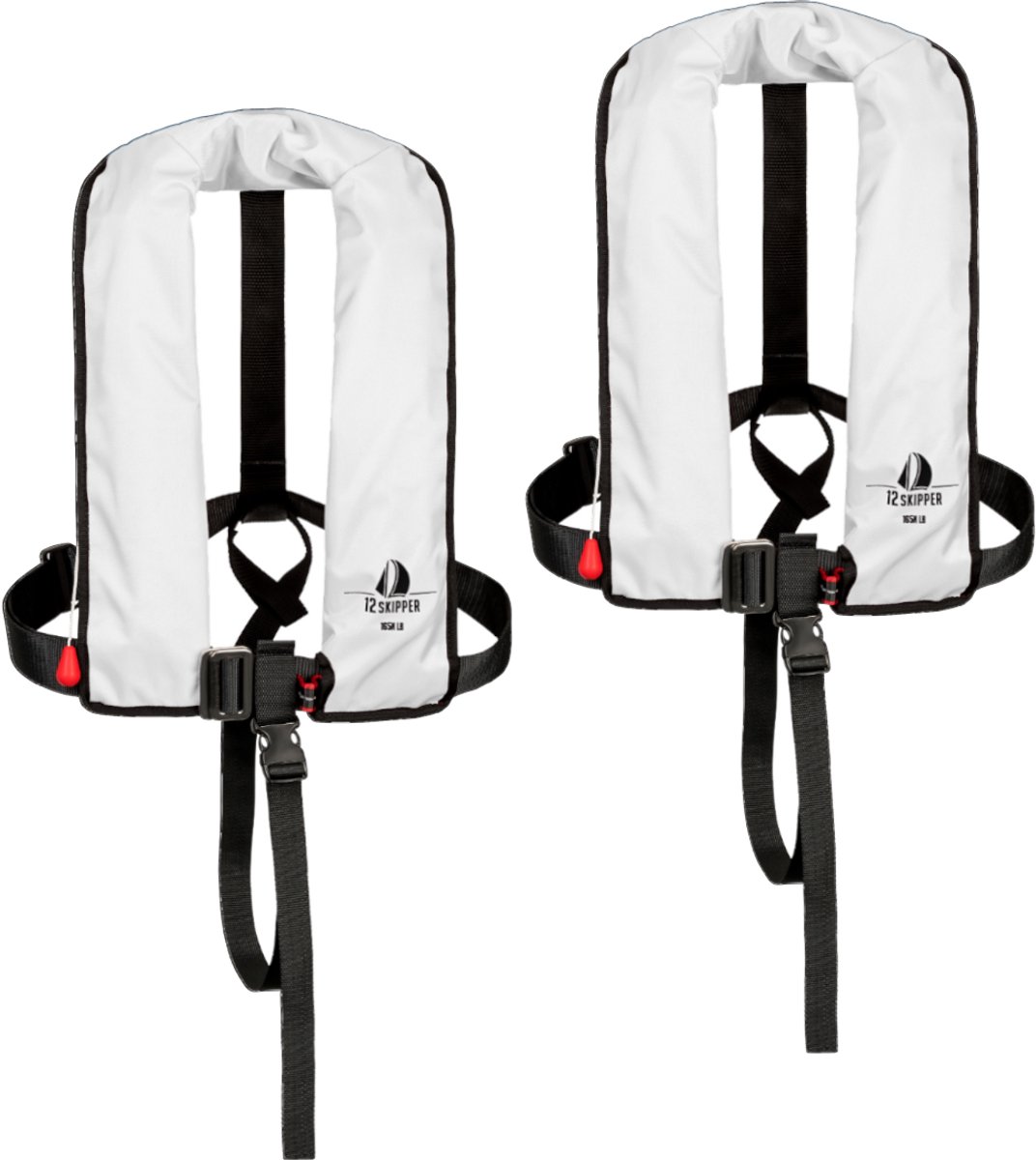 Set van 2: 12skipper automatisch reddingsvest 165N ISO met harnas, wit