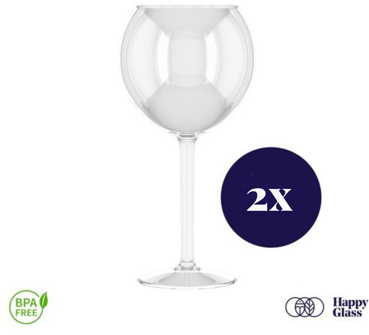 HappyGlass Miss Liza Gin Tonic Glas - Set van 2 Kunststof Glazen 630 ml
