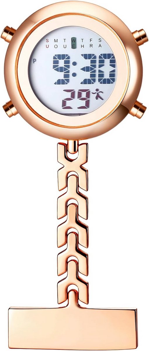 Digitaal Verpleegstershorloge met Clip - Roségoud Zakhorloge voor Dokters en Zorgpersoneel