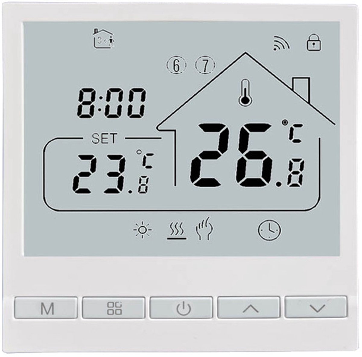 Opbouw Thermostaat - Touchscreen - Handmatig en automatisch - Opbouwmontage - Tuya Smart Life -16A - Thermostaat voor cv - Draadloos met Wifi - Wit