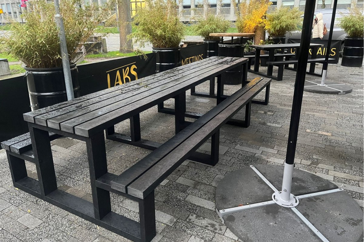 Rockwood® Picknicktafel Beuk - Zwaar Kunststof - Quartz Brown 3.60m Naturel