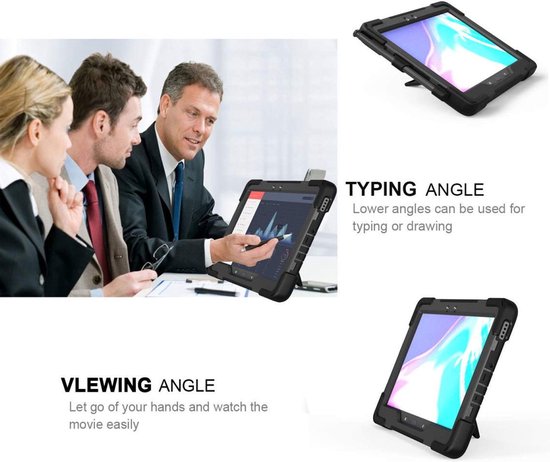 Coque Samsung Galaxy Tab Active4 Pro avec Béquille et Dragonne Zwart