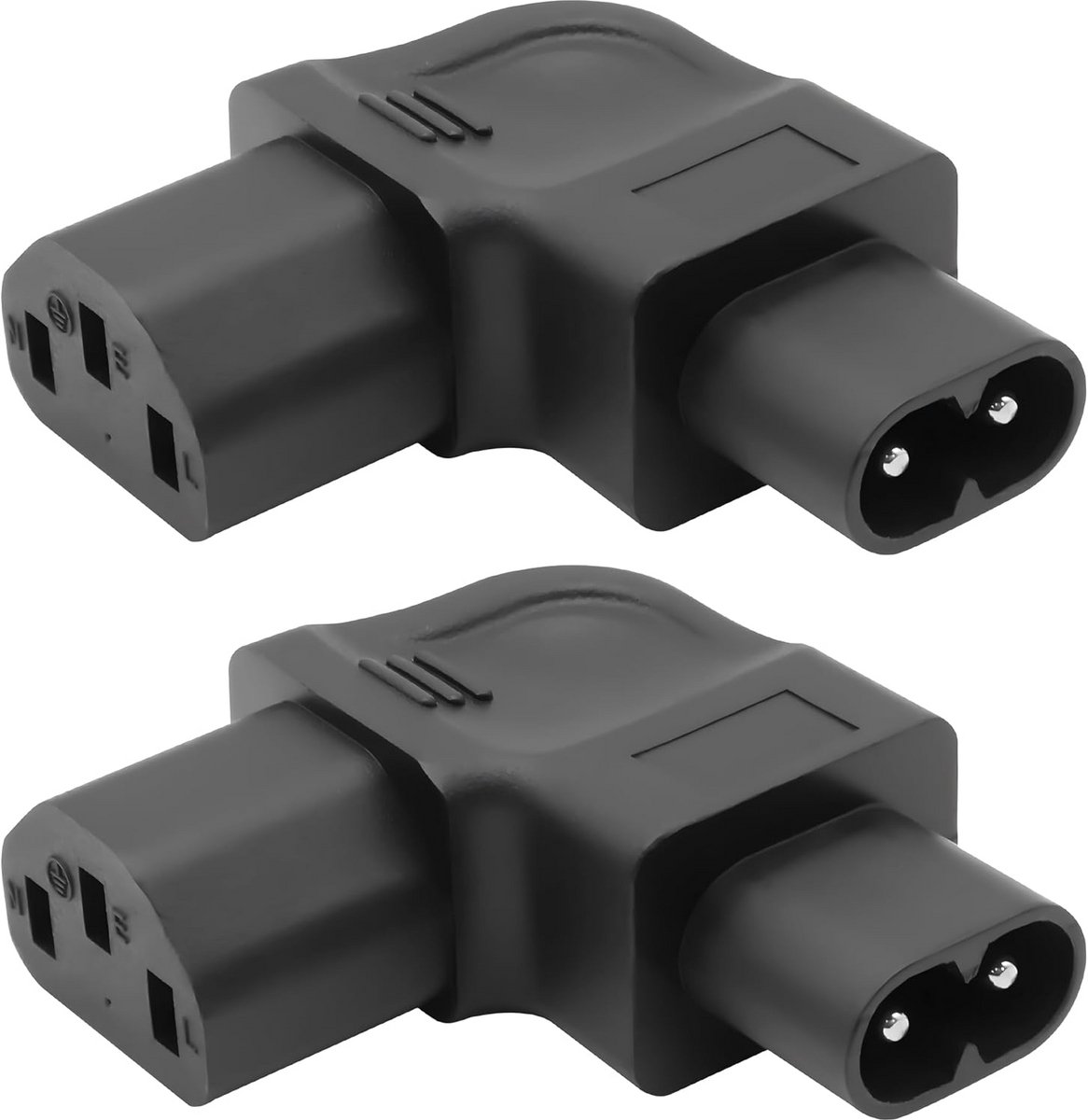 2-Pack C13 naar C8 Voedingsadapter Hoekmodel - Stroomomvormer voor Elektronica