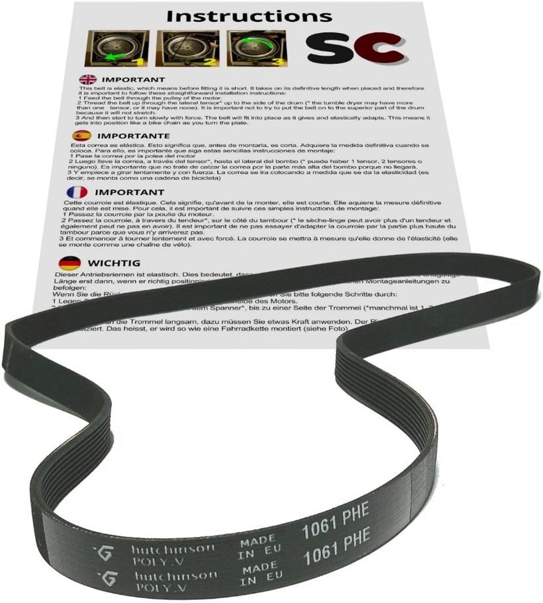 Sleufriem voor Wasmachine Motor en Trommel