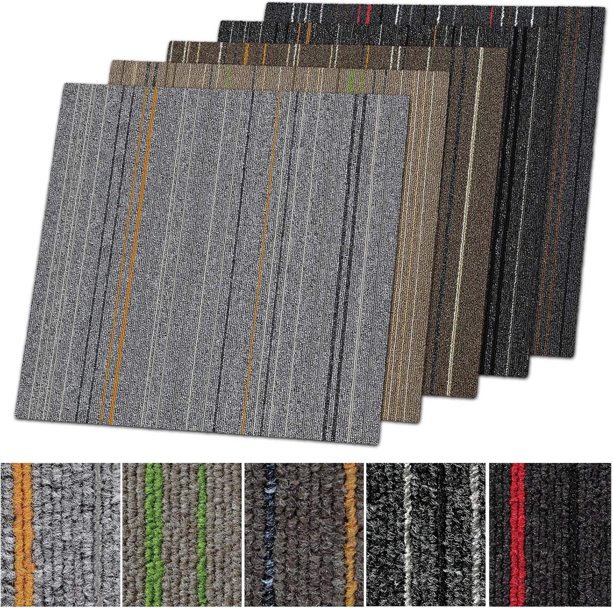 Tapijttegels - Vloerbedekking - Kantoor inrichten - Zelfklevend - 1 m² - Antraciet-rood