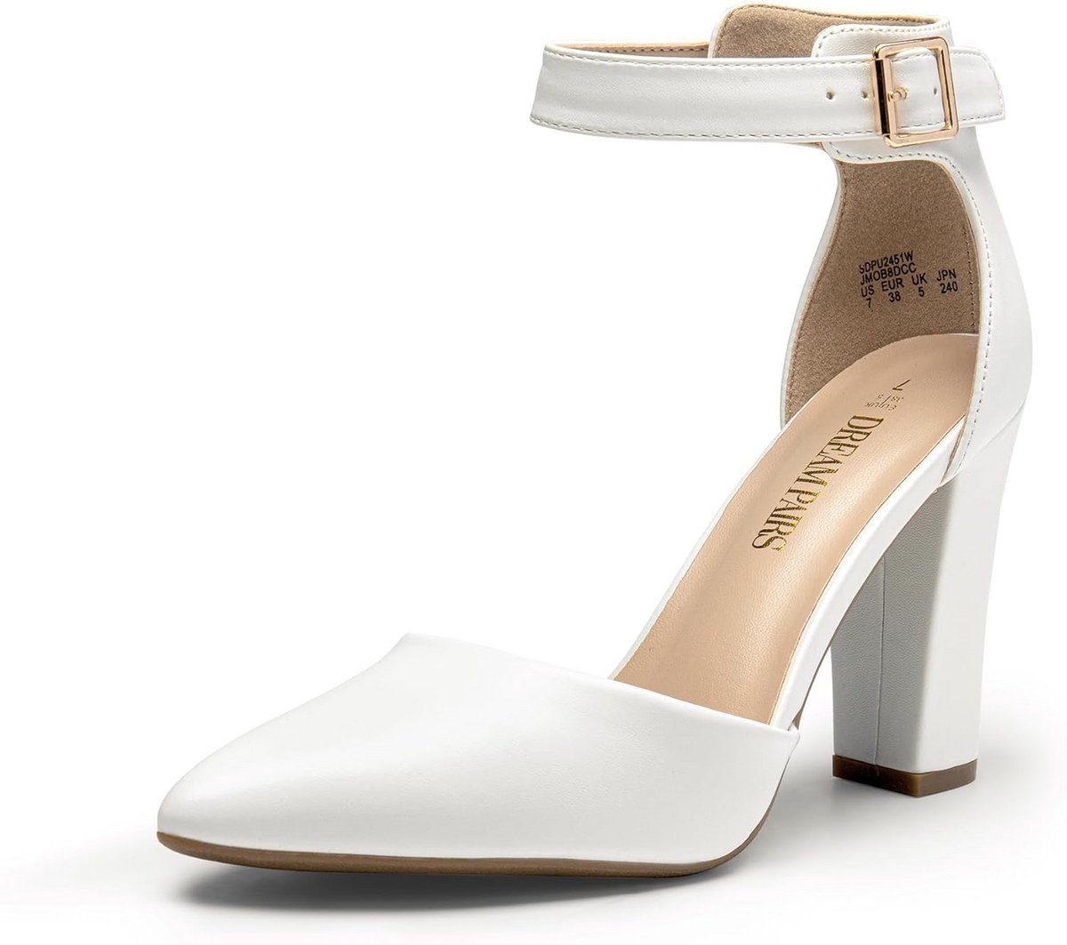 Dames Chunky Hoge Hakken Blokhak Enkelband Pumps voor Feest en Bruiloft