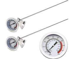 2 Stuks - Vleesthermometer - Keukenthermometer - Vet thermometer - Thermometer - Keuken Thermometer - RVS - Voedselthermometer - Temperatuurmeter - BBQ Thermometer - Keukenthermometer - Beste oliethermometer voor frituren - Snoepthermometer - Zilver