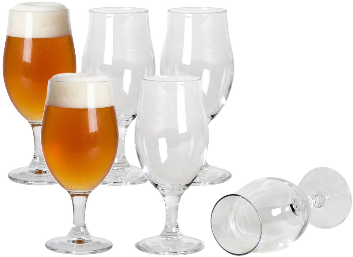 Bormioli Bierglazen Speciaalbier op voet - 520 ml - 20 cm - 9x stuks - Hoge luxe glazen