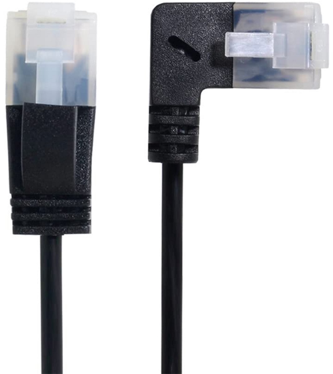 Ultra Dunne Cat6 Ethernet Kabel 2 Meter - 90 Graden Hoek RJ45 Netwerkkabel voor Laptop, Router, TV Box