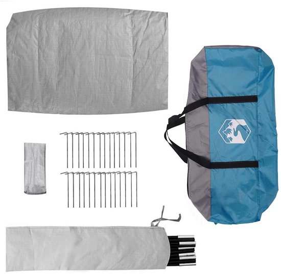 vidaXL - Tipi - Tent - met - dak - met - opslag - Blauw - 383 - x - 338 - x - 217 - cm - taft van Vidaxl — afbeelding 4