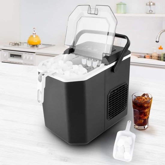 Kitchencook CUBEO BLACK - Ijsblokjesmachine - 12 kg/24u - 1.3 Liter - 2 Maten Ijsblokjes - Zwart van Merkloos — afbeelding 4