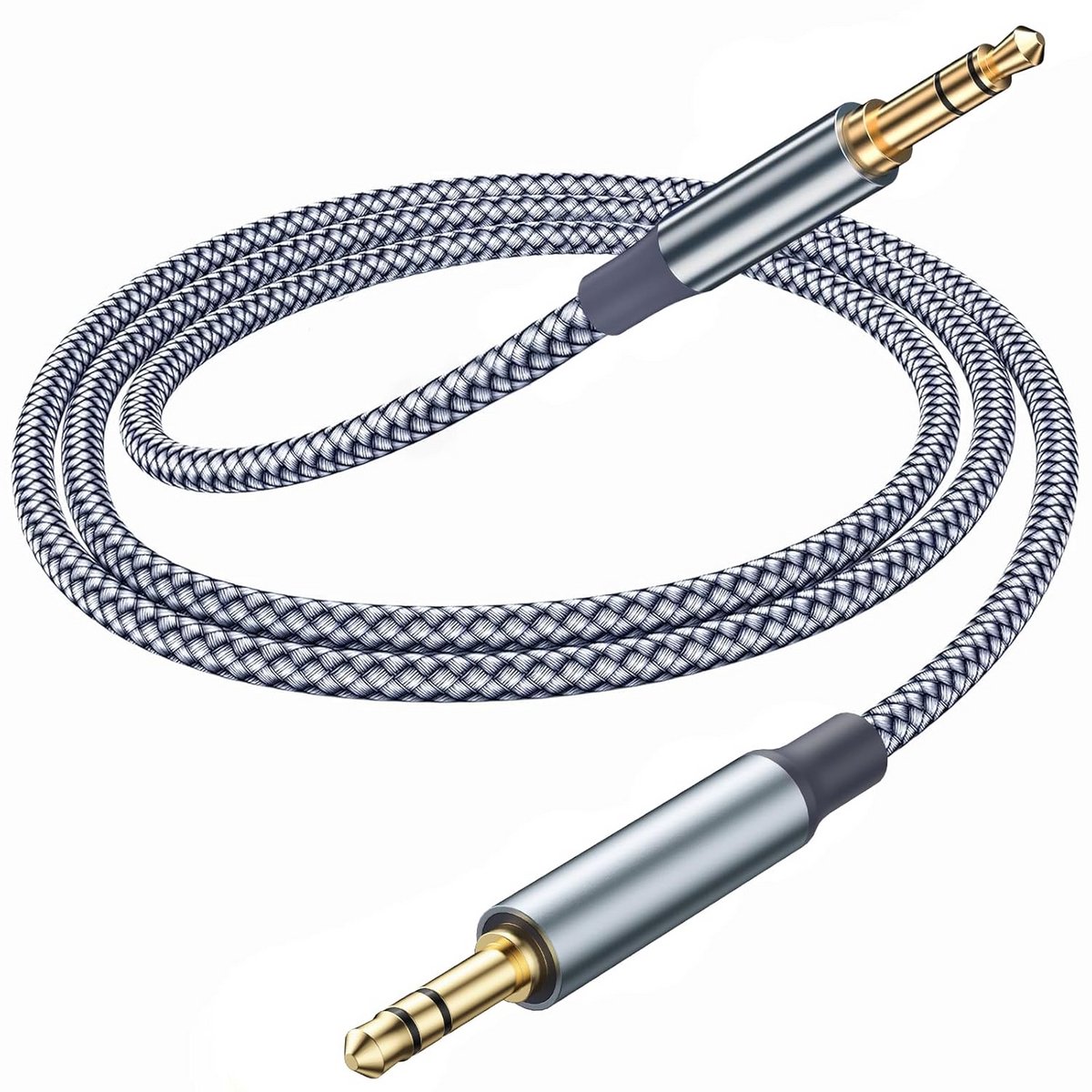 3,5 mm Jack Audio Kabel 1,2 Meter - Gevlochten AUX Kabel voor Hoofdtelefoon, Auto en PC