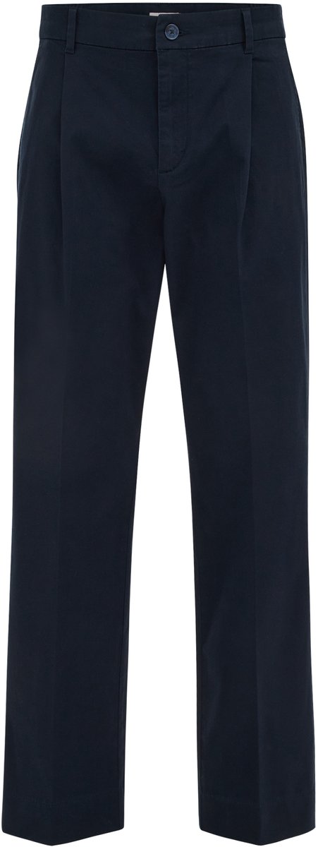 WE Fashion Heren loose fit chino met bandplooi en elastische broekband