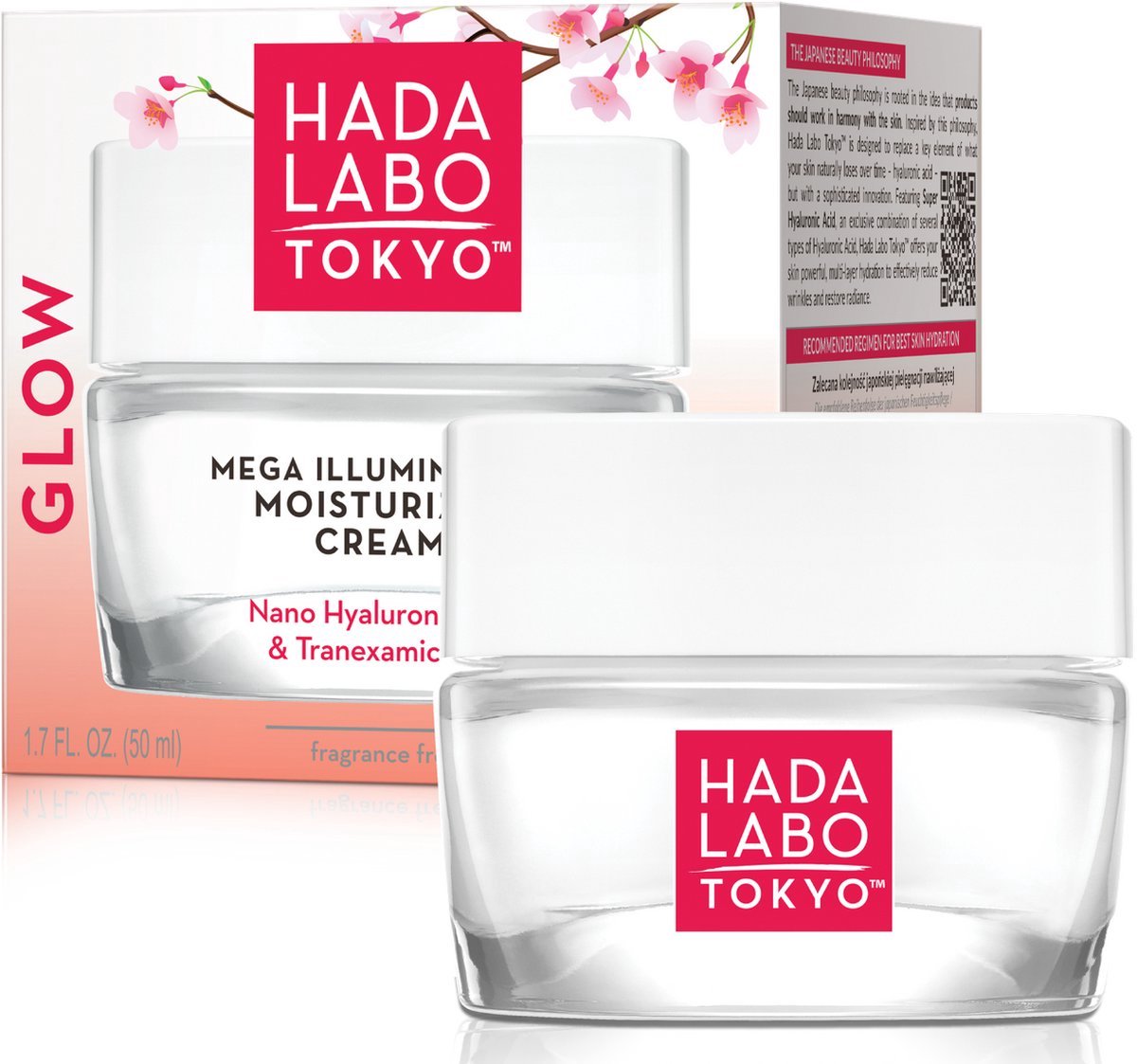 Hada Labo Tokyo Glow Skin Illuminating Face Crème – Hydraterende Dag- & Nachtcrème met Hyaluronzuur – Stralende Gezichtsverzorging – 50 ml