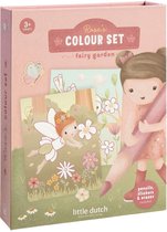 Little Dutch Complete Kleur set - Fairy Garden - 18 kleurplaten, 6 kleurpotloden en 3 stickervellen - Knutselen - Speelgoed kinderen - Voor meisjes - Vanaf 3 jaar