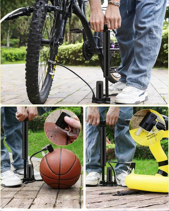 Florixa®Fietspomp met Drukmeter - Fietspomp Klein - Fietspomp Handmatig - Zwart - 33cm x 13cm x 4 cm — afbeelding 3