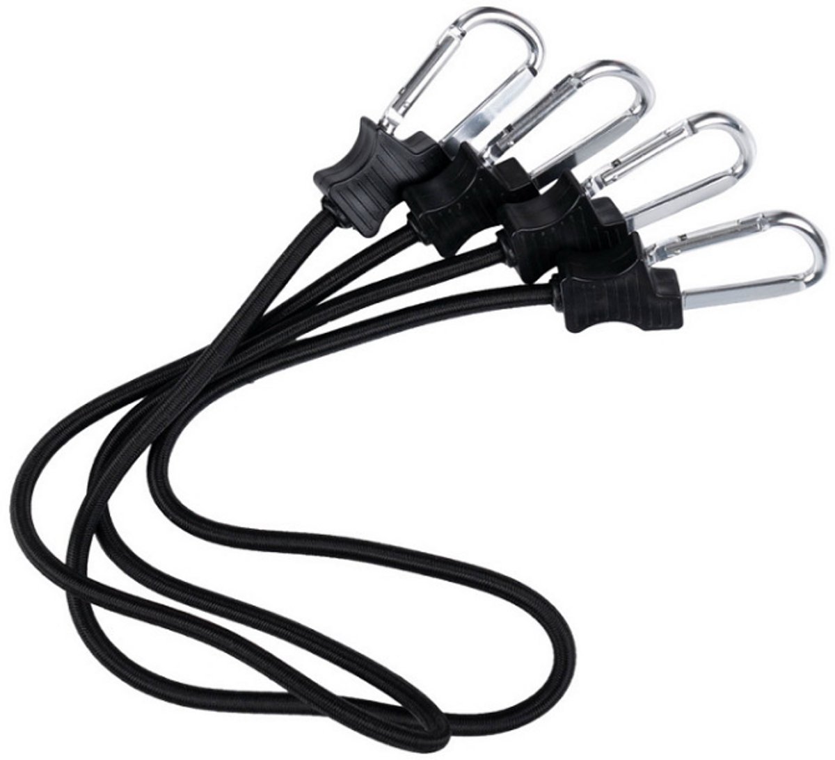 Spanelastiek - met karabijnhaken - 90 cm - zwart