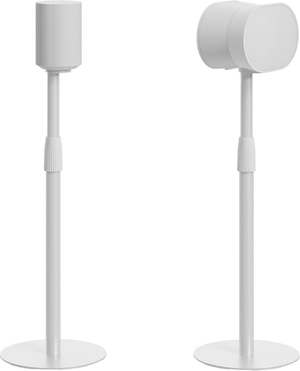 In hoogte verstelbare luidsprekerstandaard voor draadloze speakers, wit, 2 stuks
