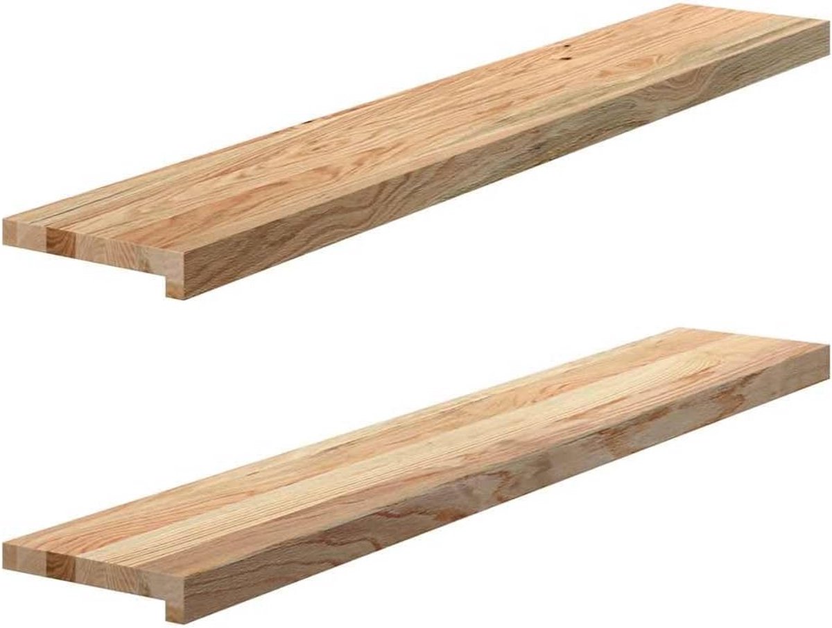Set van 2 Massief Eikenhouten Vensterbanken Onbehandeld 120x20 cm