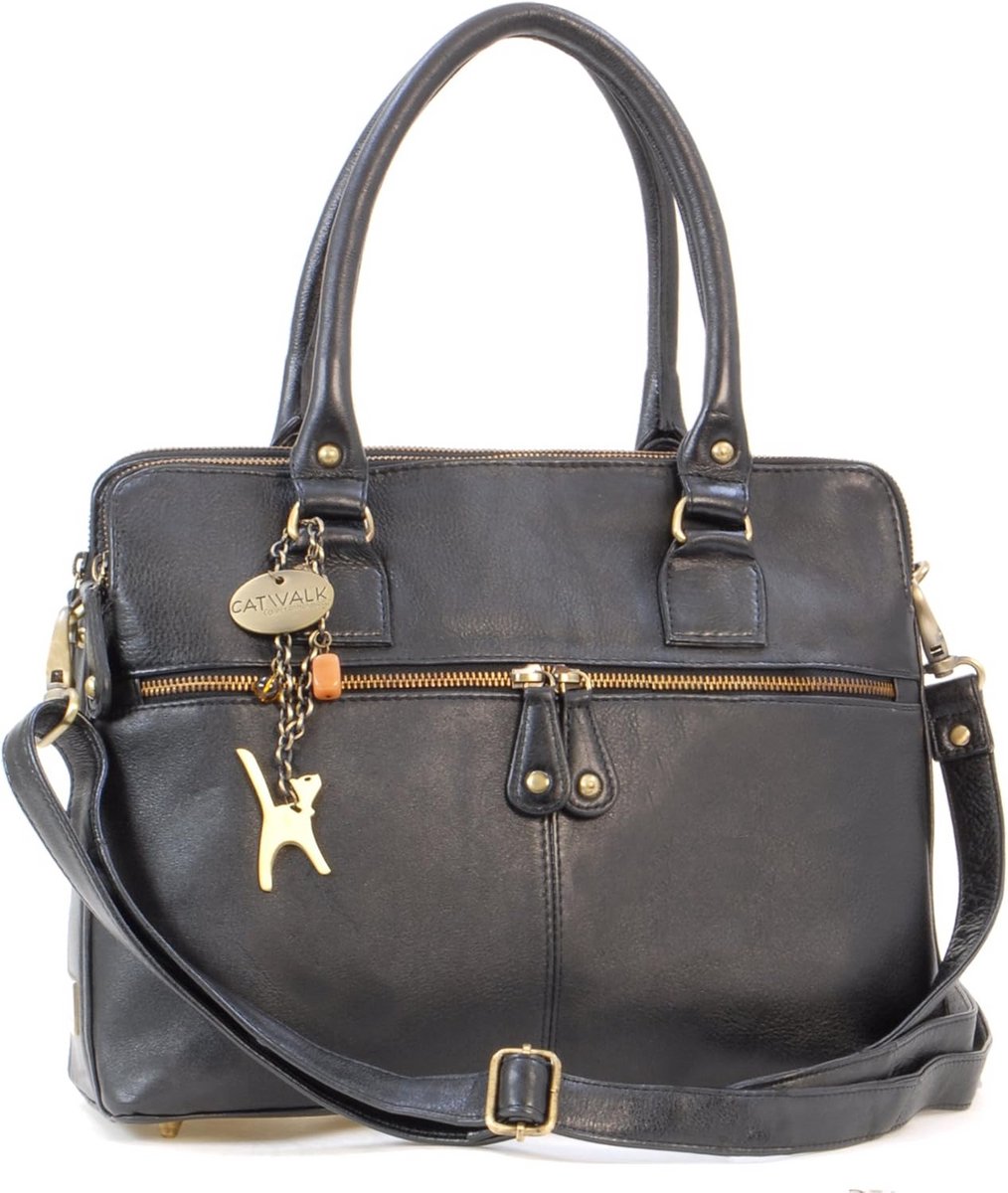 Dames Laptoptas Schoudertas Leer Vintage Schoudertas met Afneembare Band