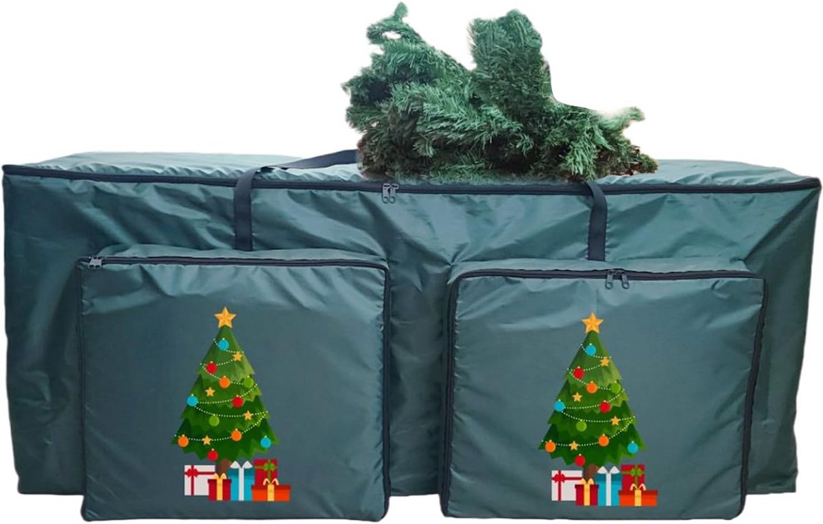 Grote Opbergzak voor Kerstboom en Versiering met Stevige Handvatten