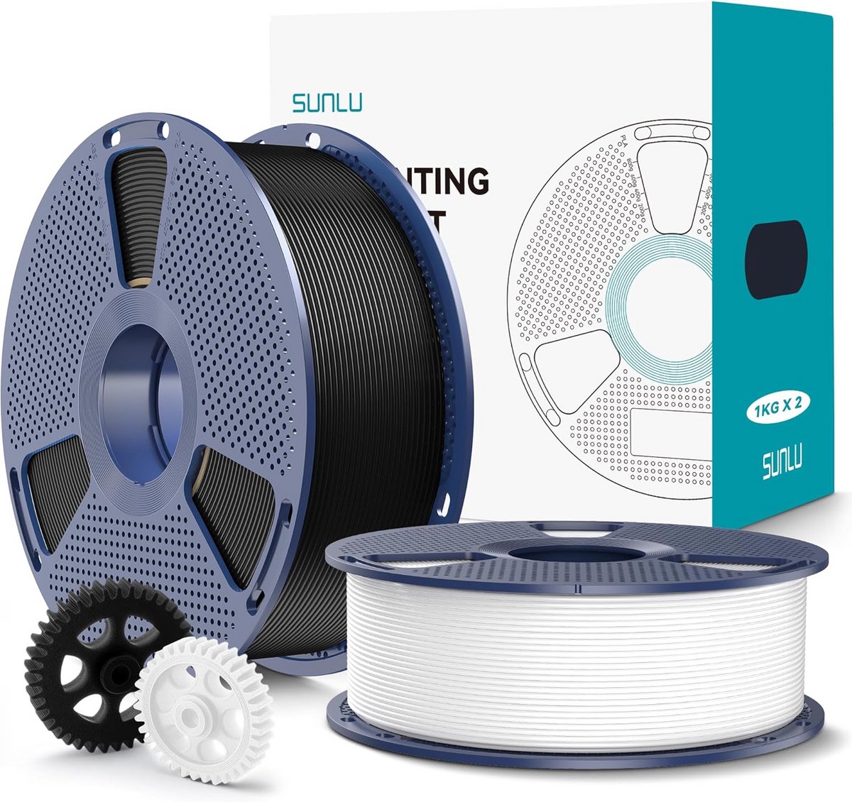 Sterk PLA+ 2.0 Filament Set 1.75mm voor 3D Printer - 2KG Zwart en Wit