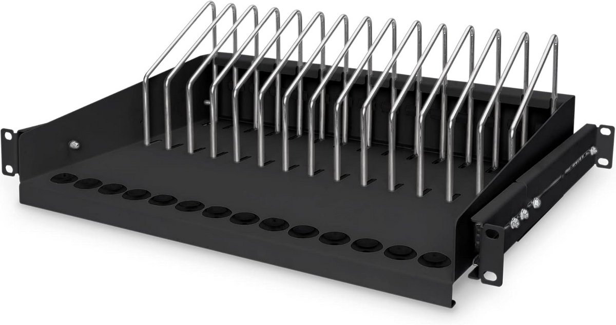 Uittrekbare 19 inch Serverkast Legplank voor 14 Tablets en Laptops