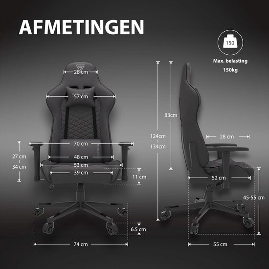 Ergonomische Gaming Stoel Zwart Blauw voor Urenlang Speelplezier van Merkloos — afbeelding 3