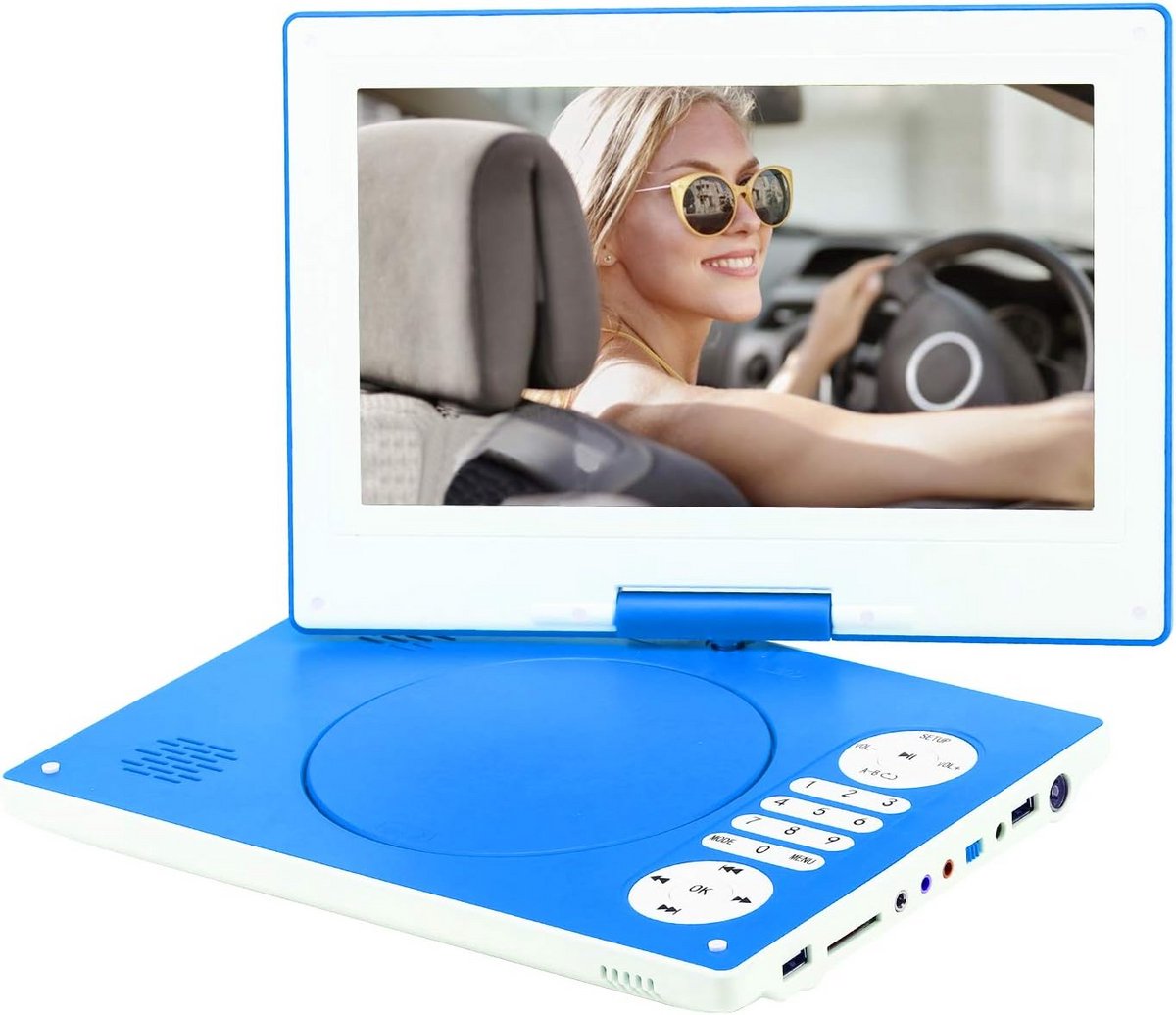 Draagbare DVD-Speler 12.5 Inch HD Draaibaar Scherm Oplaadbare Batterij Regiovrij