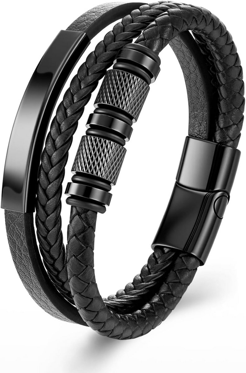 Herenarmband van Echt Leer met Magnetische Sluiting