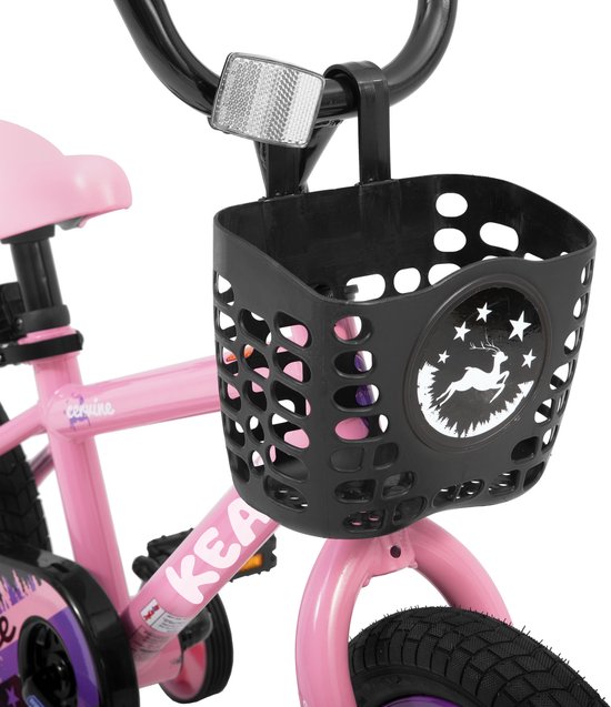 KEANO Cervine Stoere Kinderfiets - 14 Inch - Voor Jongens & Meisjes (2-4 Jaar) - BMX Stijl - Met Zijwieltjes & Mandje - Roze - Geschikt voor buitenactiviteiten in de lente — afbeelding 5