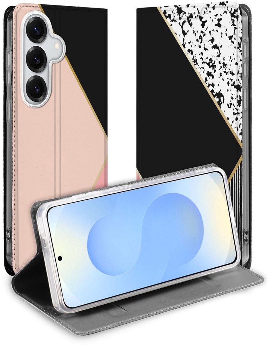 Samsung Galaxy S26 Plus Flip Style Cover Black Pink Shapes