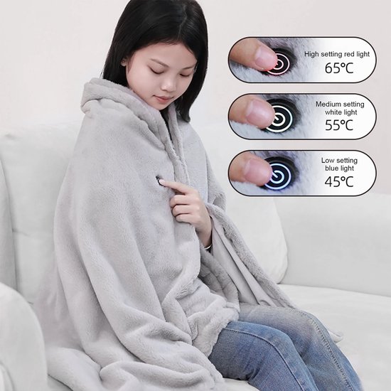 MakkelijkMooi Verwarmende Omslagdoek Deken 150x80cm Grijs - MakkelijkMooi - €86,95