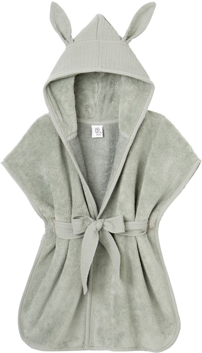 Bb&co - Bamboe badjas met capuchon voor baby en kind - Groen van koper 50 x 54 cm