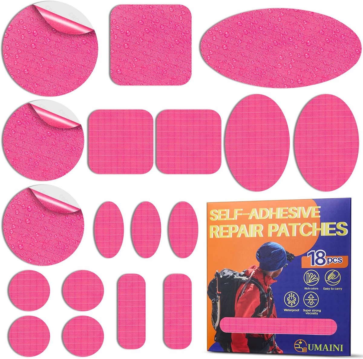 Zelfklevende Nylon Reparatiepatches voor Donsjacks en Tenten - 18 Stuks