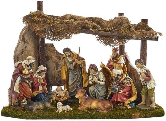 Gedetailleerde Kerststal set met 11 Figuren en Stal