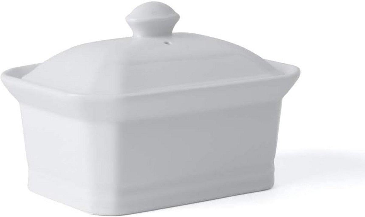 Witte Porseleinen Sierdoos met Deksel 13x10 cm