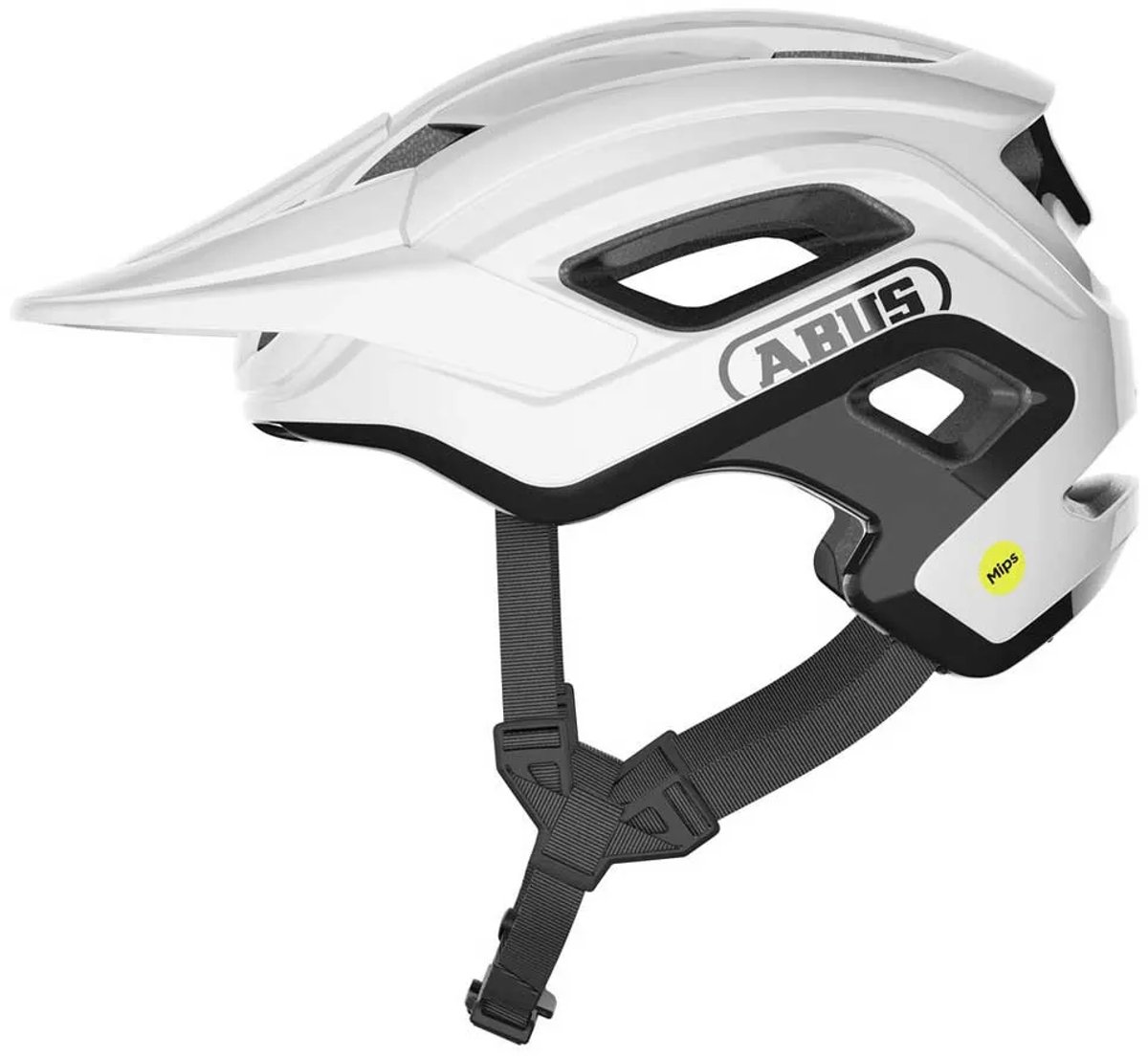 Fietshelm ABUS CLIFFHANGER MIPS shiny white S - 51-55 cm - wit - Geschikt voor gebruik op mountainbikes - 330 g